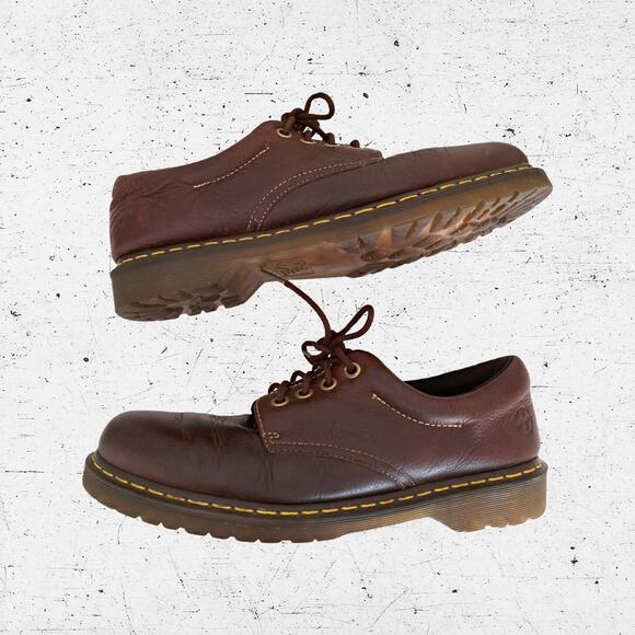 Dr. Martens Boston Brown Leather Oxfords Men\'s 12 AW004 Chunky Lug Sole Y2K 90s